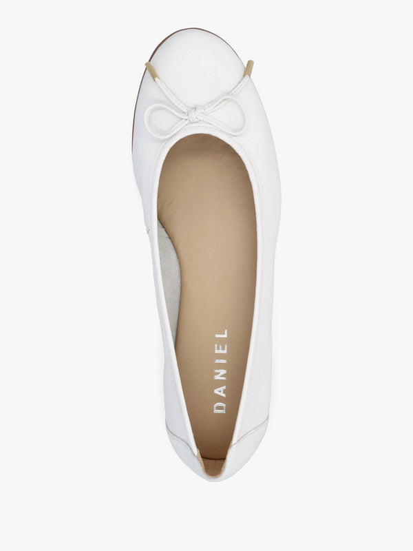 Gambi White Tumbled Leather Ballet Pumps