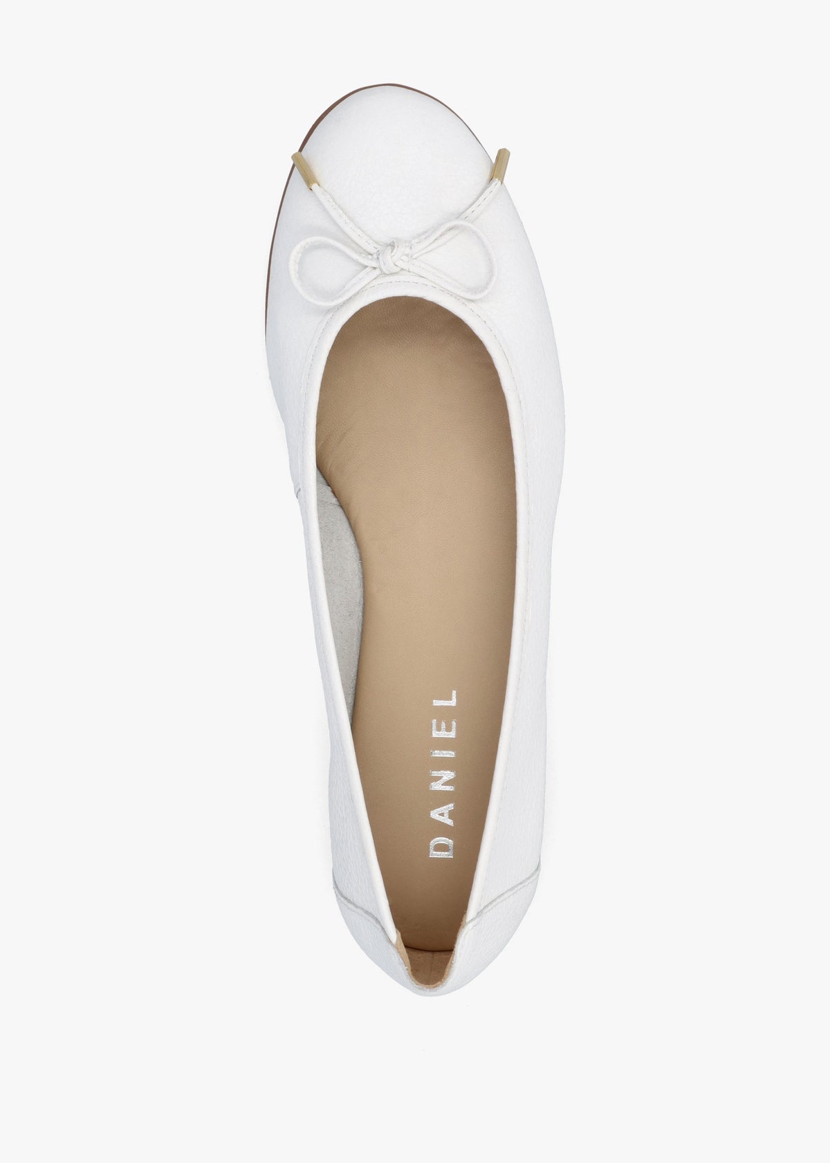Gambi White Tumbled Leather Ballet Pumps