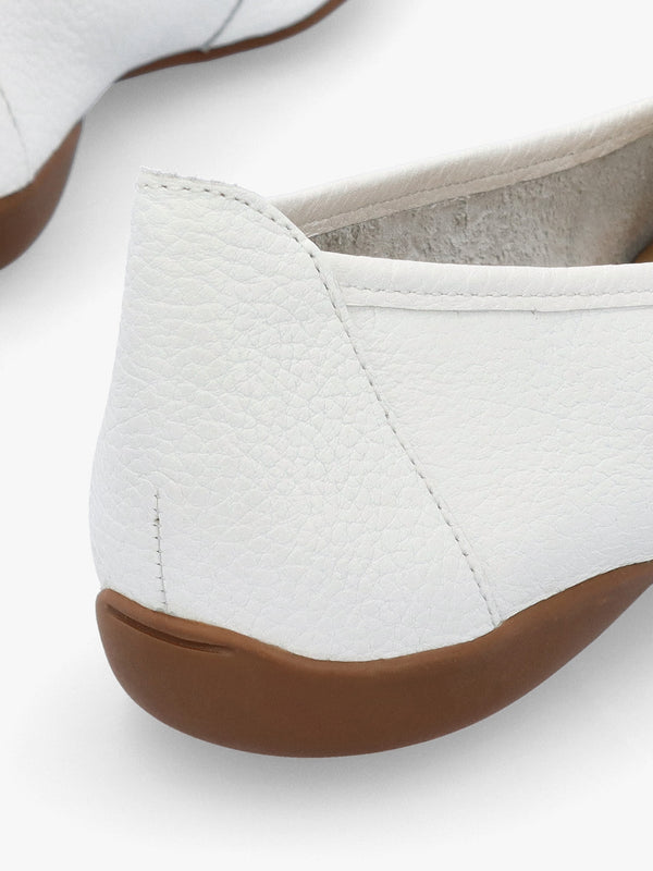 Gambi White Tumbled Leather Ballet Pumps