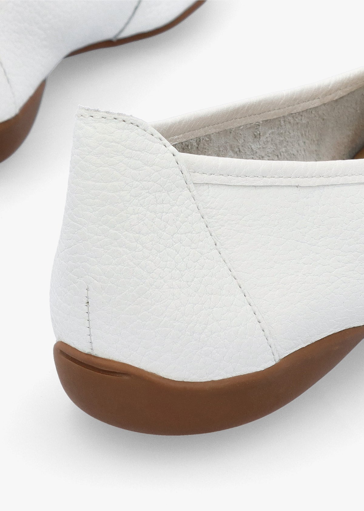 Gambi White Tumbled Leather Ballet Pumps