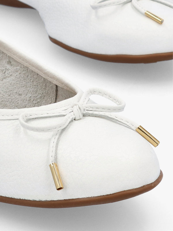 Gambi White Tumbled Leather Ballet Pumps