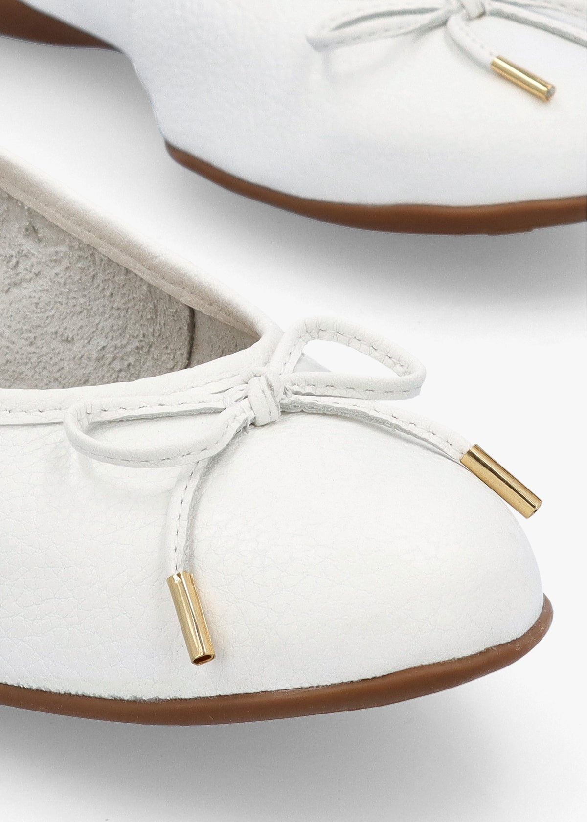 Gambi White Tumbled Leather Ballet Pumps