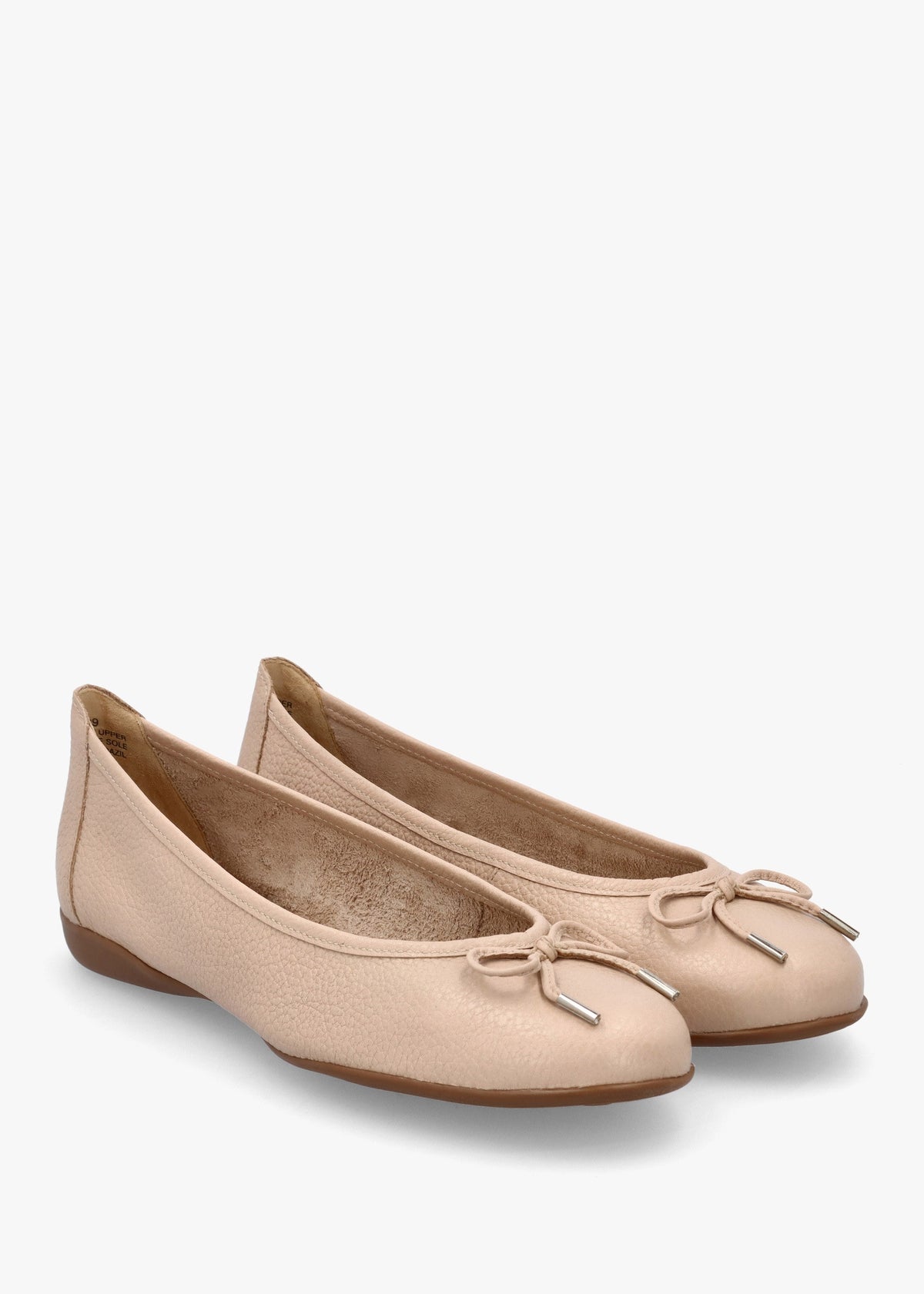 Gambi Nude Blush Tumbled Leather Ballet Pumps