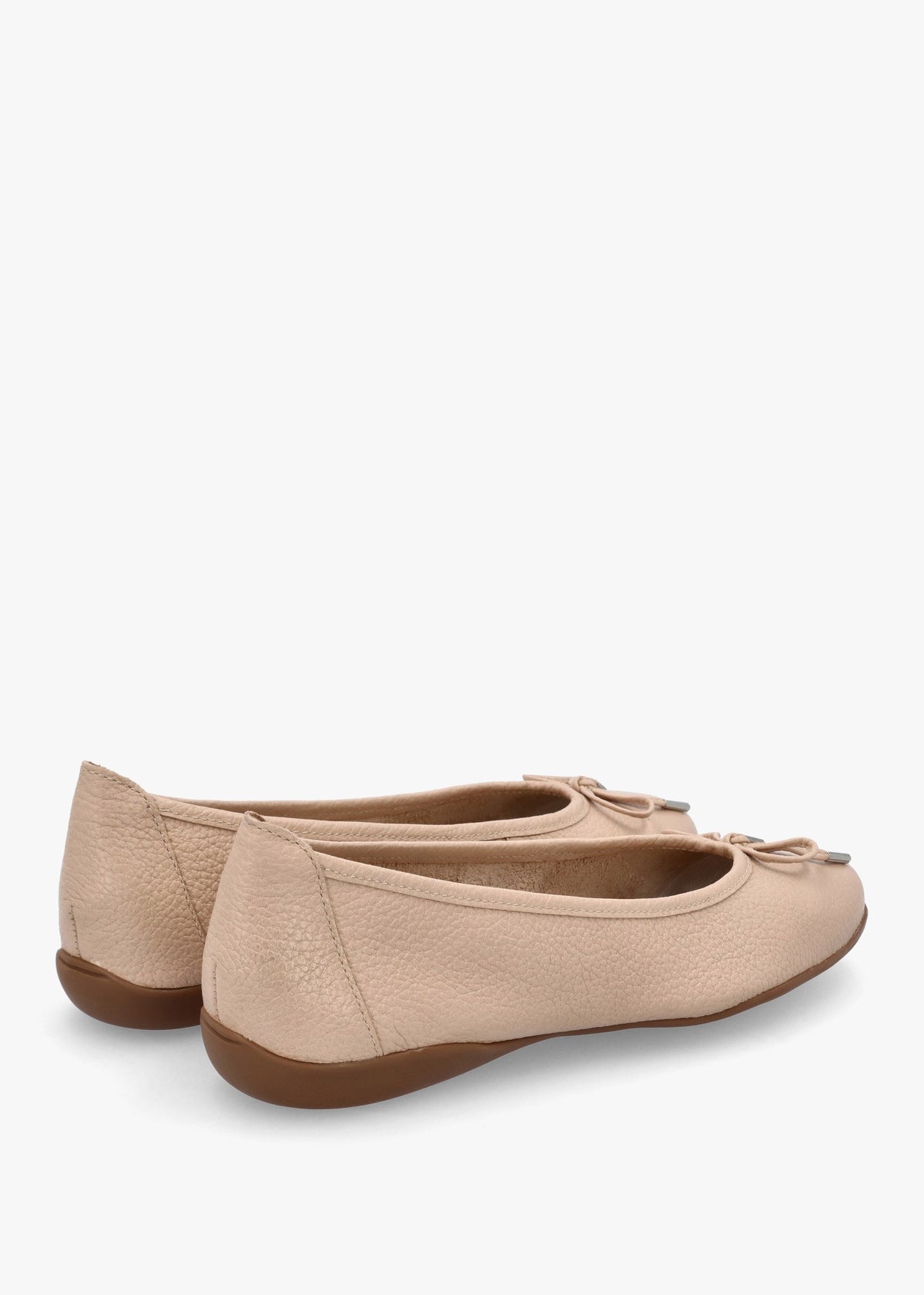 Gambi Nude Blush Tumbled Leather Ballet Pumps