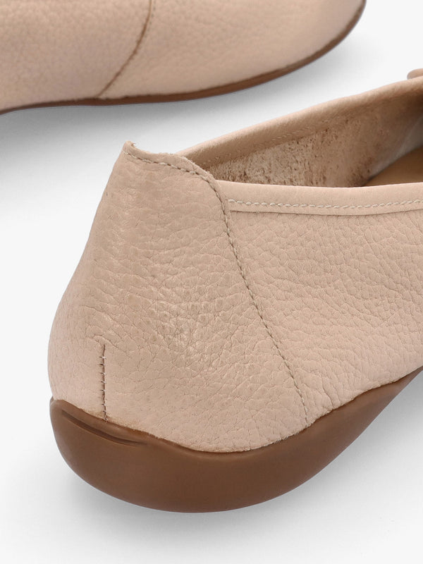 Gambi Nude Blush Tumbled Leather Ballet Pumps