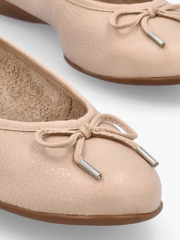 Gambi Nude Blush Tumbled Leather Ballet Pumps