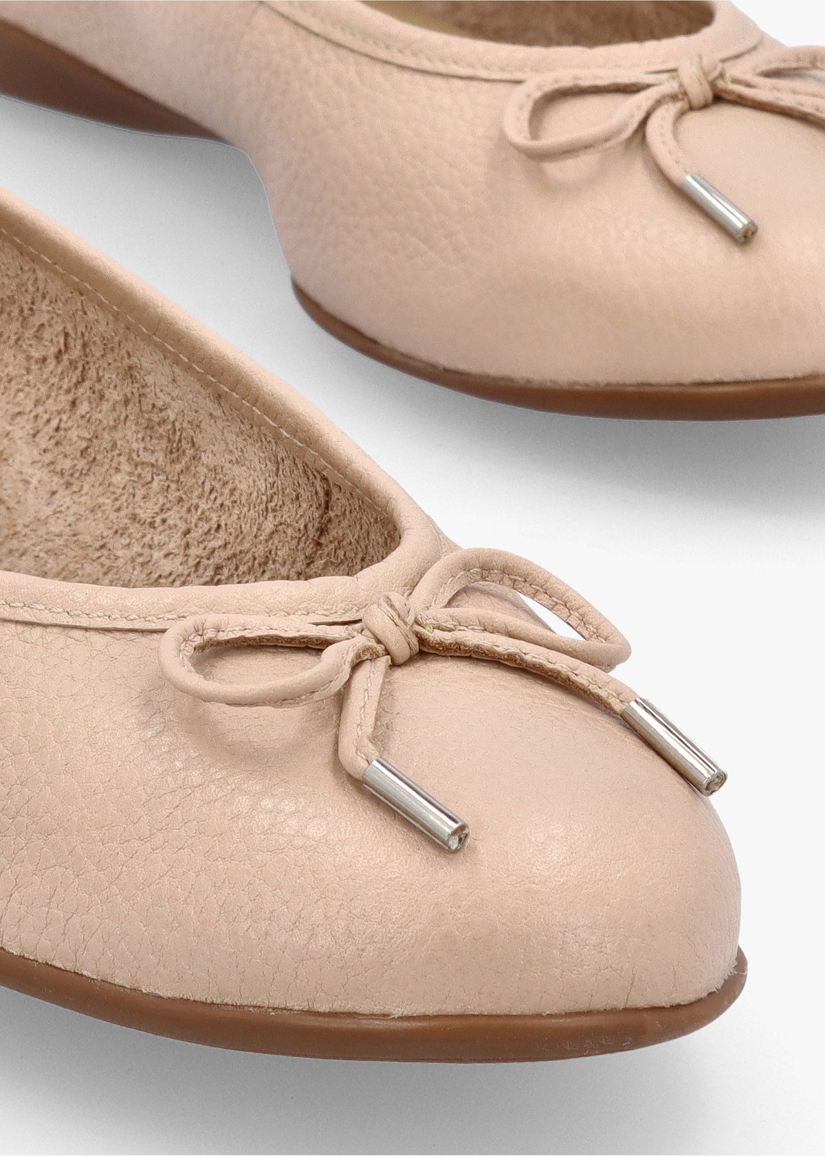 Gambi Nude Blush Tumbled Leather Ballet Pumps