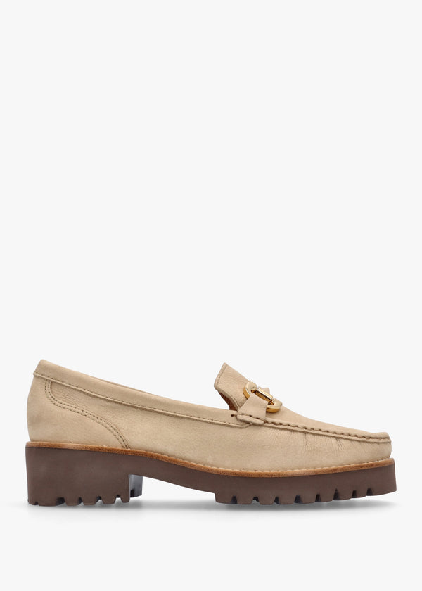 Garrera Beige Nubuck Leather Chunky Loafers