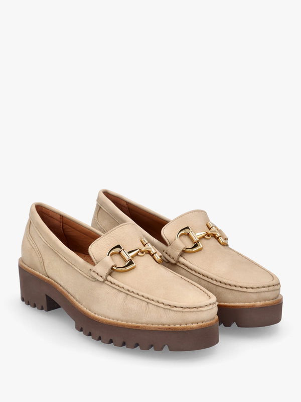 Garrera Beige Nubuck Leather Chunky Loafers