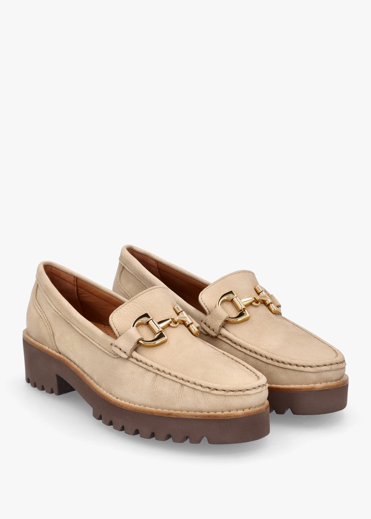 Garrera Beige Nubuck Leather Chunky Loafers