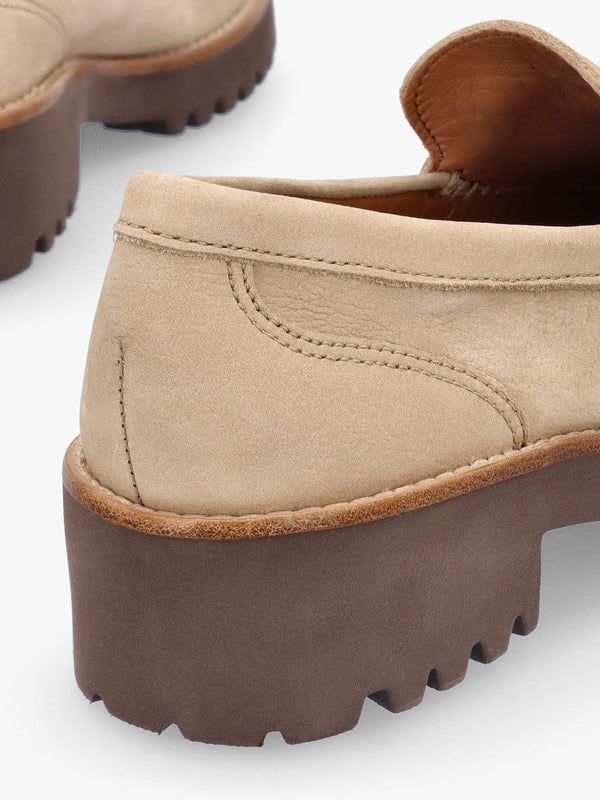 Garrera Beige Nubuck Leather Chunky Loafers