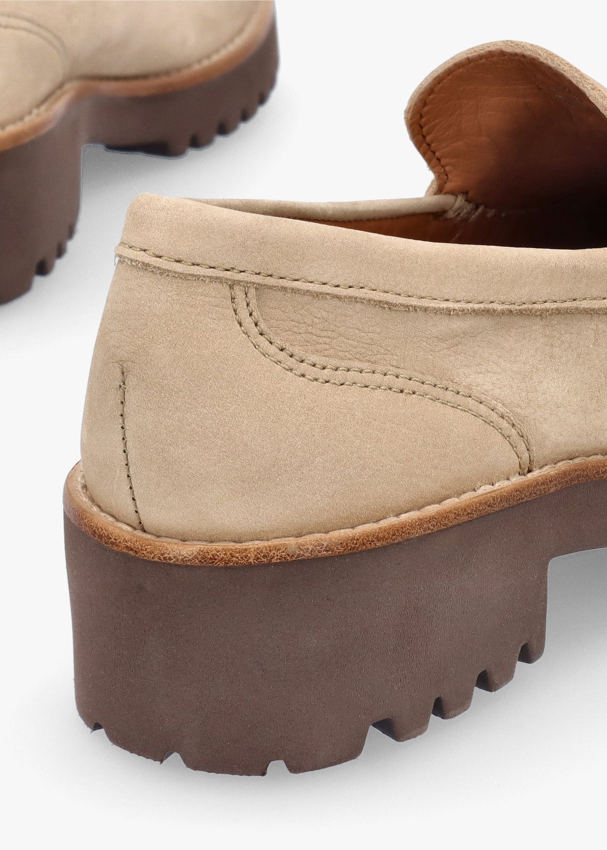 Garrera Beige Nubuck Leather Chunky Loafers