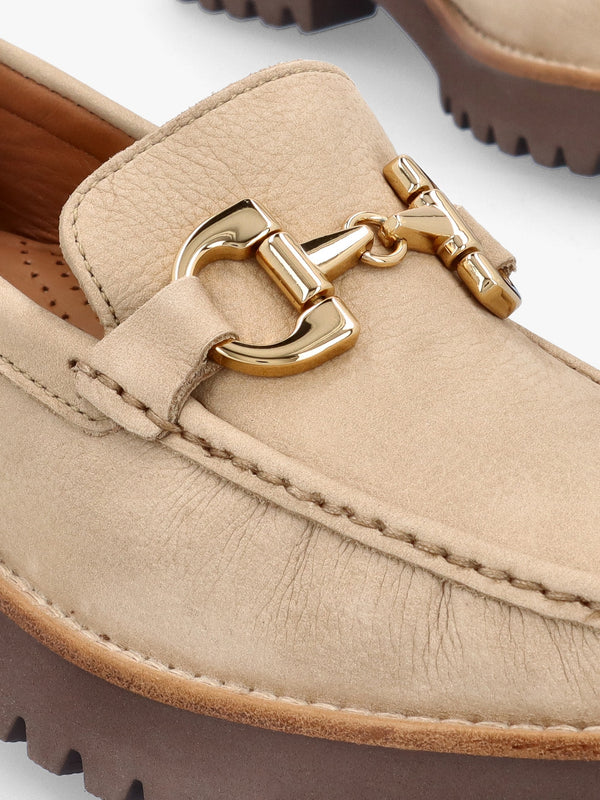 Garrera Beige Nubuck Leather Chunky Loafers