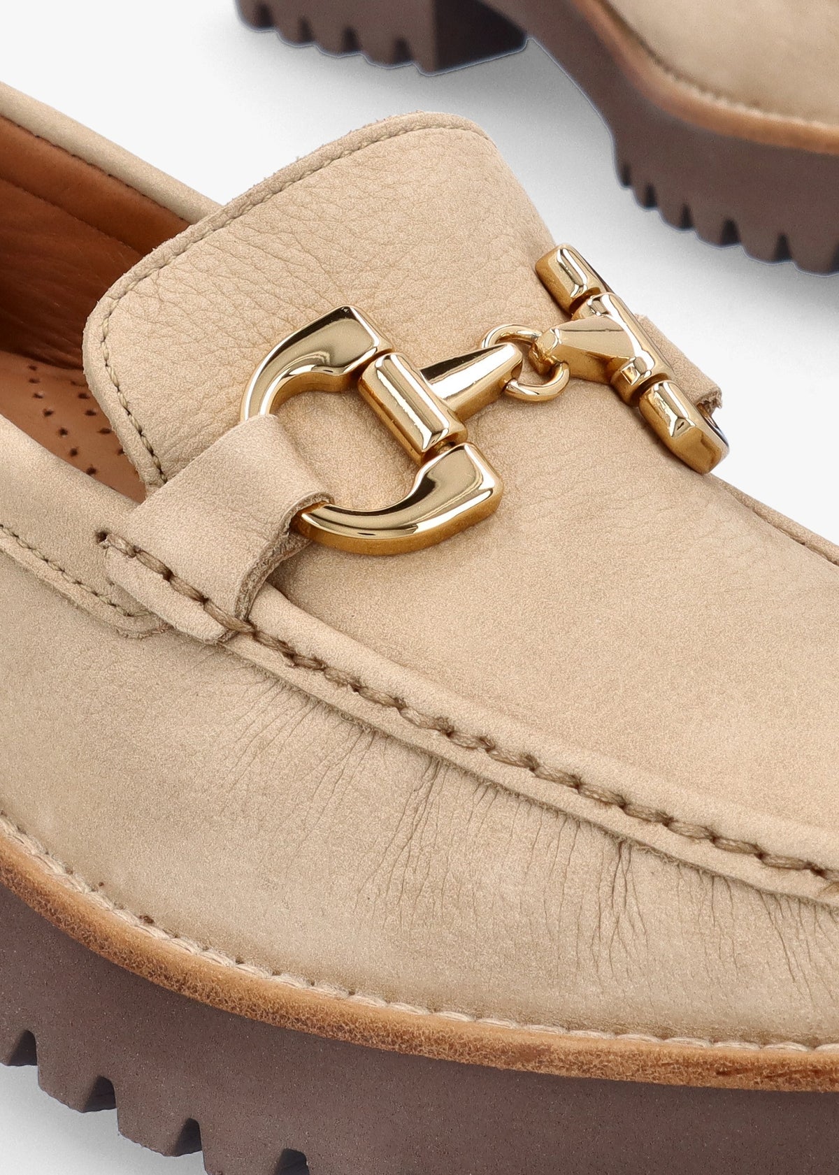 Garrera Beige Nubuck Leather Chunky Loafers