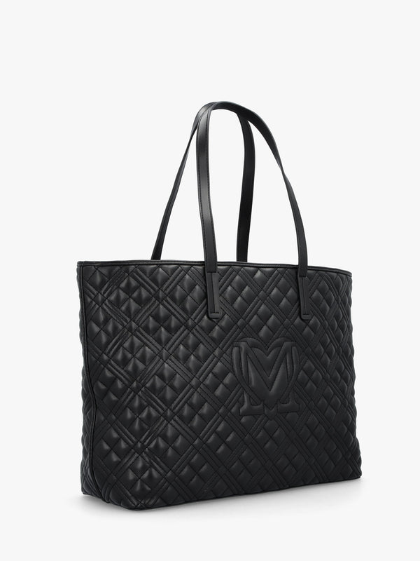 Diamond Quilt Black Tote Bag