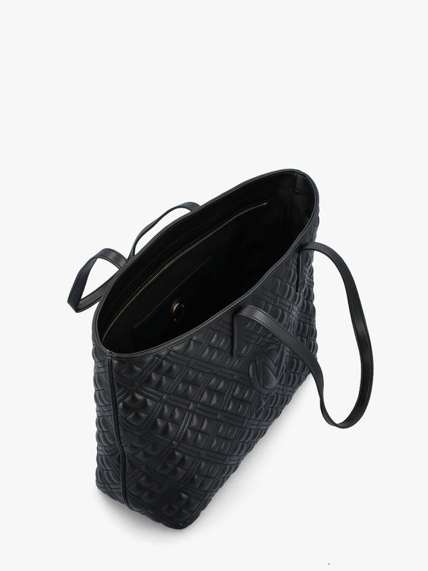 Diamond Quilt Black Tote Bag