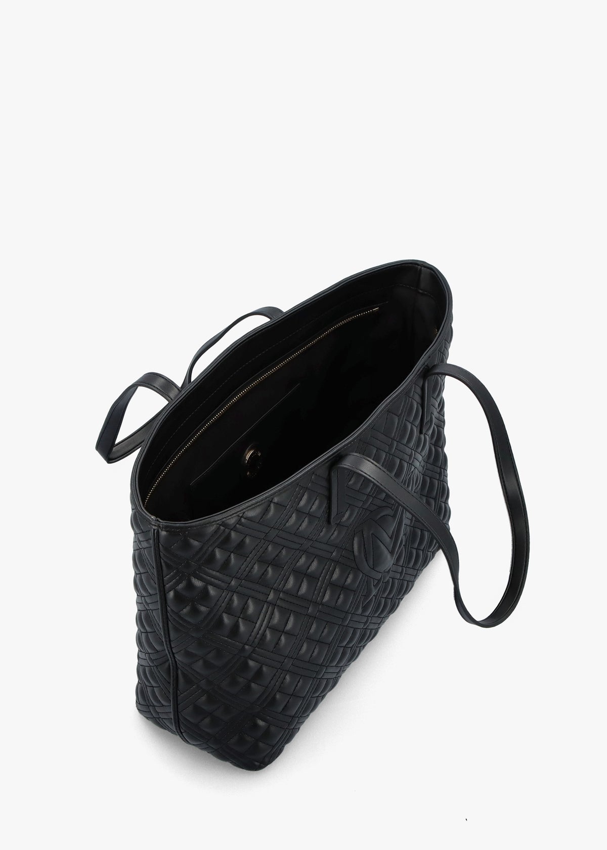 Diamond Quilt Black Tote Bag