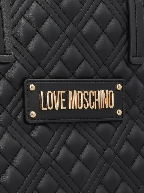Diamond Quilt Black Tote Bag