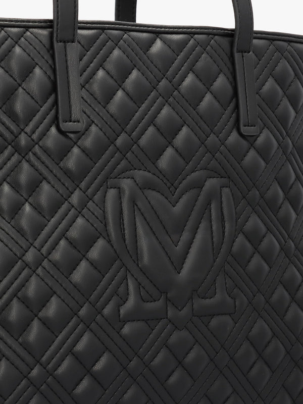 Diamond Quilt Black Tote Bag