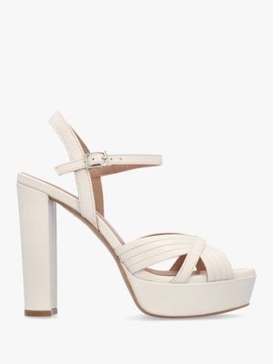 Avery Cream Leather Platform Heeled Sandals