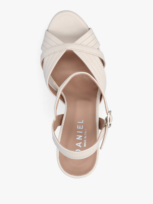 Avery Cream Leather Platform Heeled Sandals