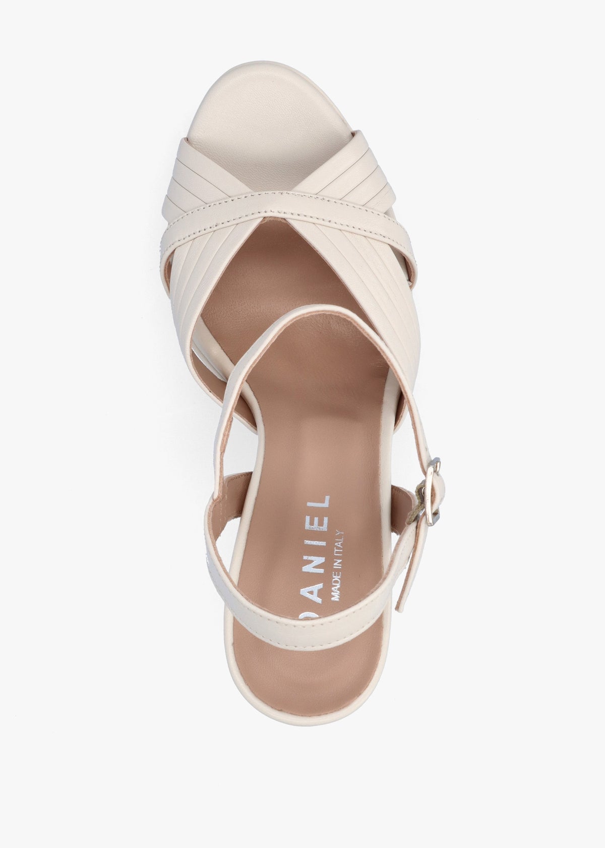 Avery Cream Leather Platform Heeled Sandals