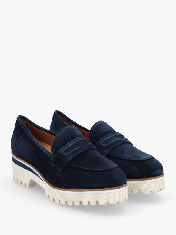 Ebonee Off Navy Suede Chunky Loafers