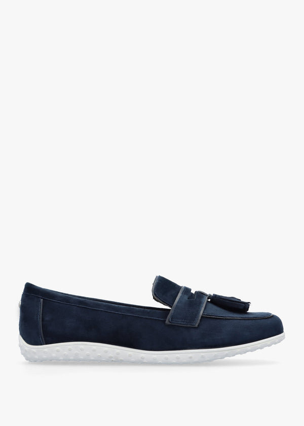 Elinia Navy Suede Tassel Loafers
