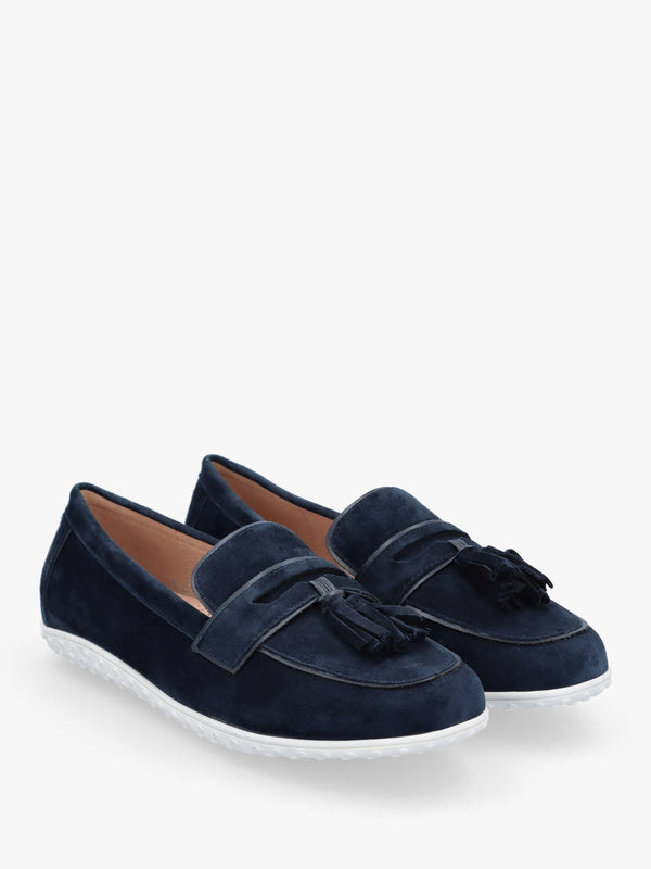 Elinia Navy Suede Tassel Loafers