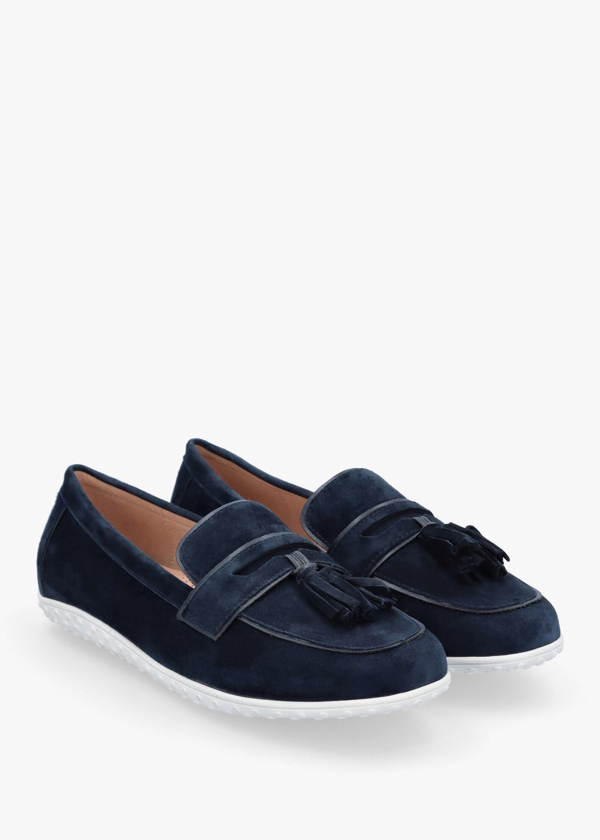 Elinia Navy Suede Tassel Loafers