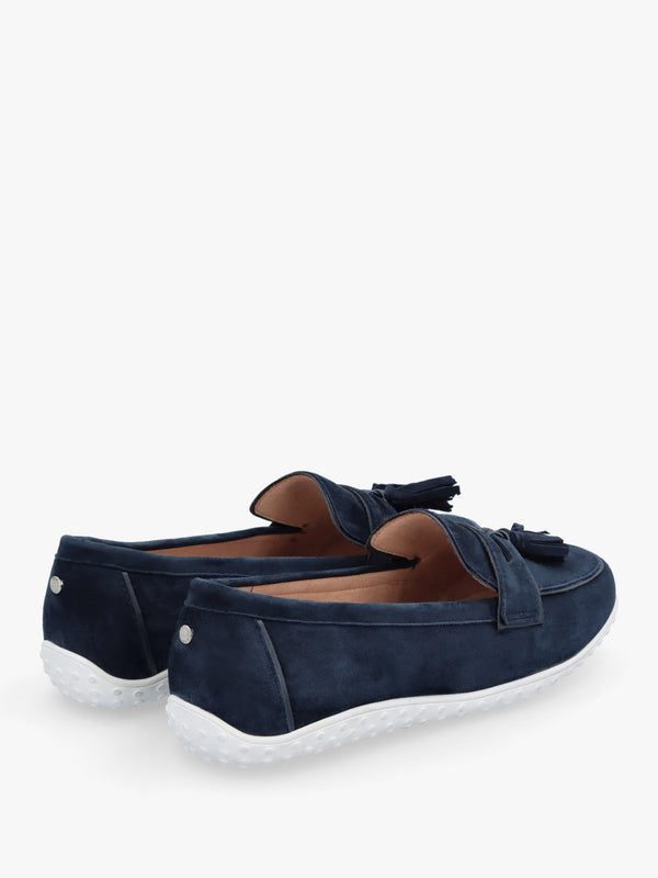 Elinia Navy Suede Tassel Loafers