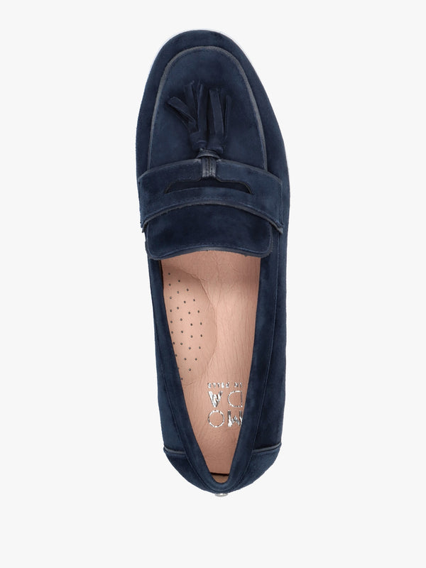 Elinia Navy Suede Tassel Loafers