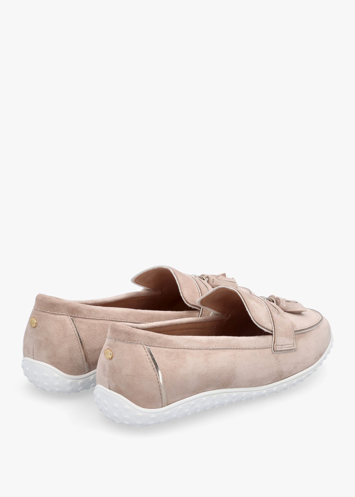Elinia Beige Suede Tassel Loafers