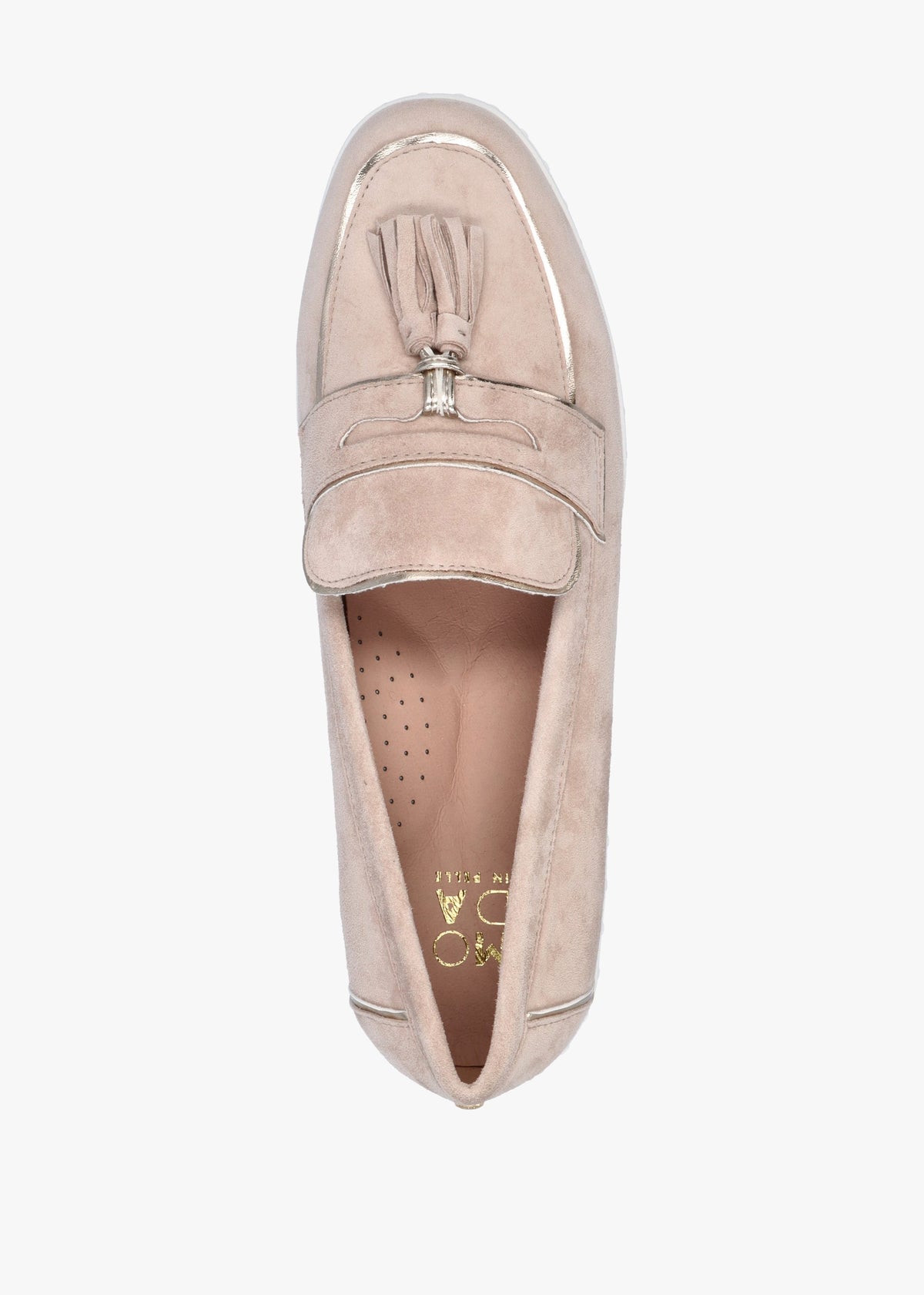 Elinia Beige Suede Tassel Loafers