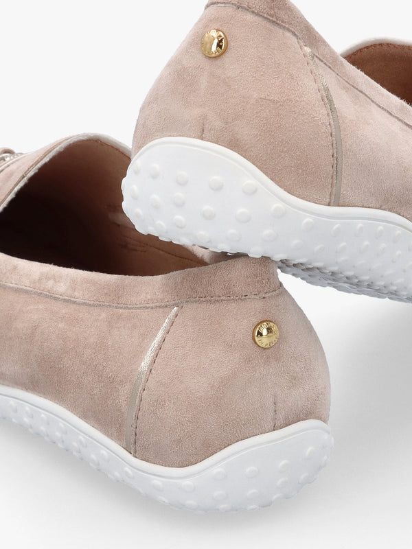 Elinia Beige Suede Tassel Loafers