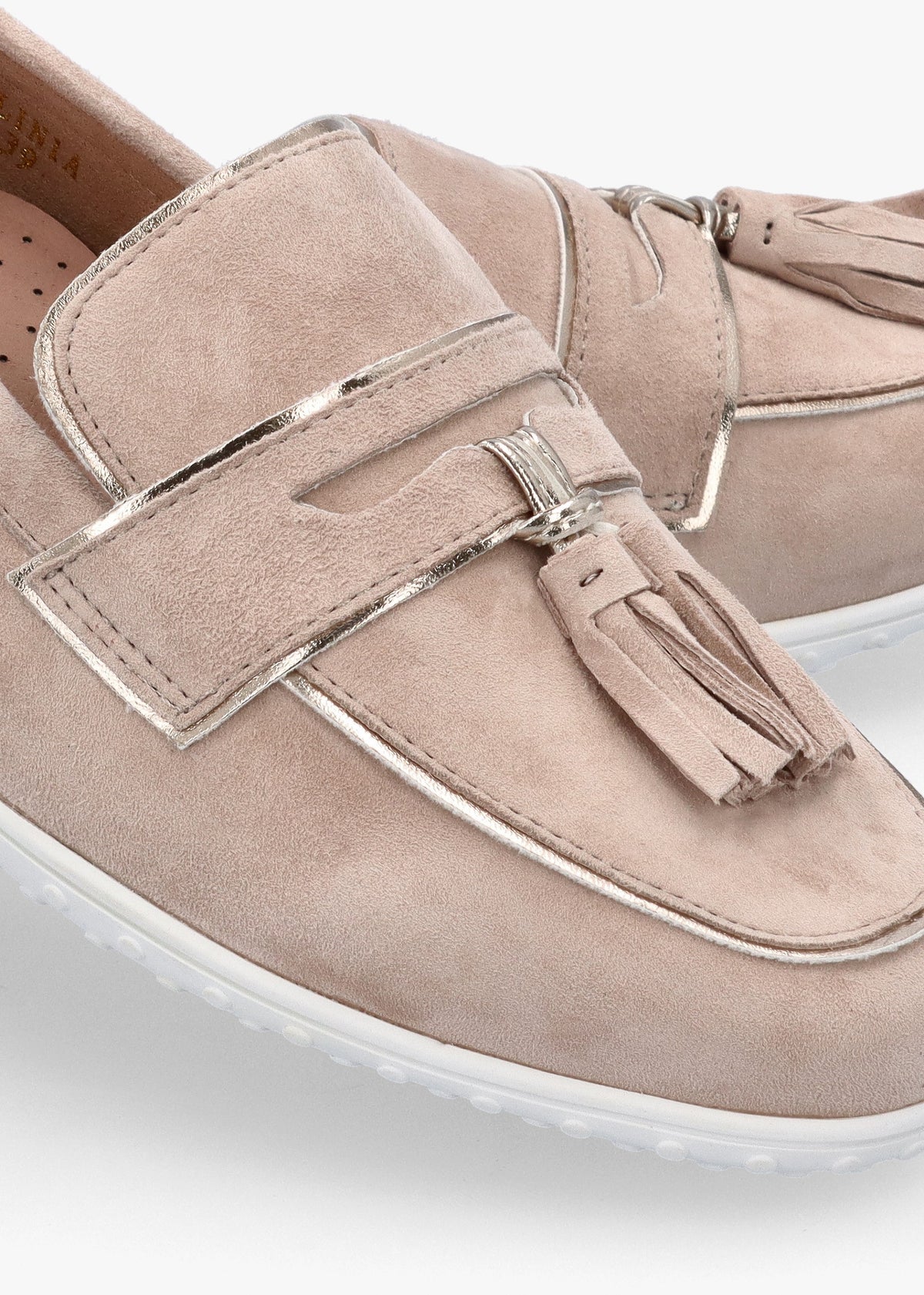 Elinia Beige Suede Tassel Loafers