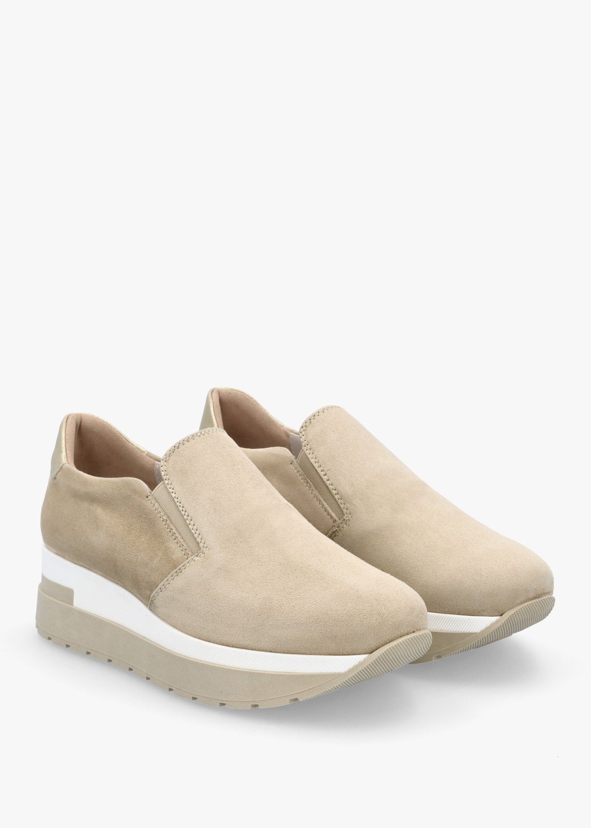 Commy Beige Suede Flatform Wedge Shoes