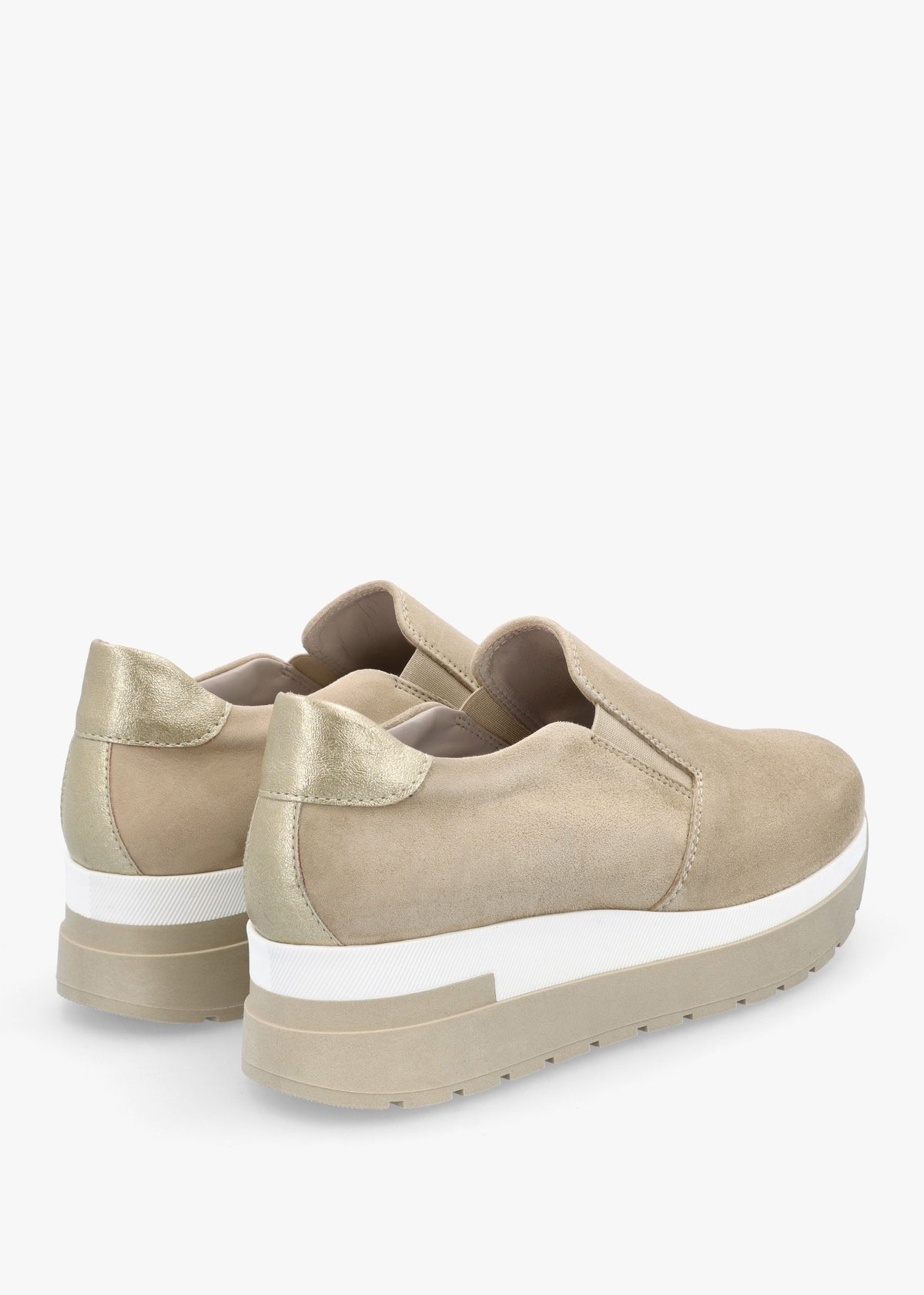 Commy Beige Suede Flatform Wedge Shoes