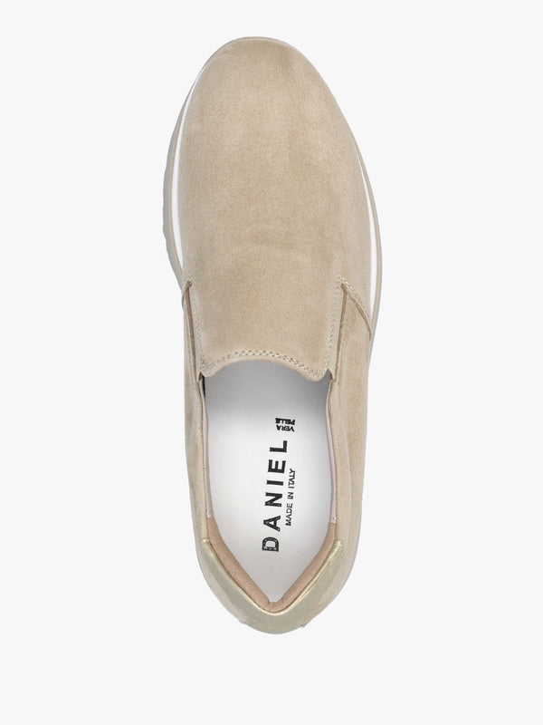 Commy Beige Suede Flatform Wedge Shoes