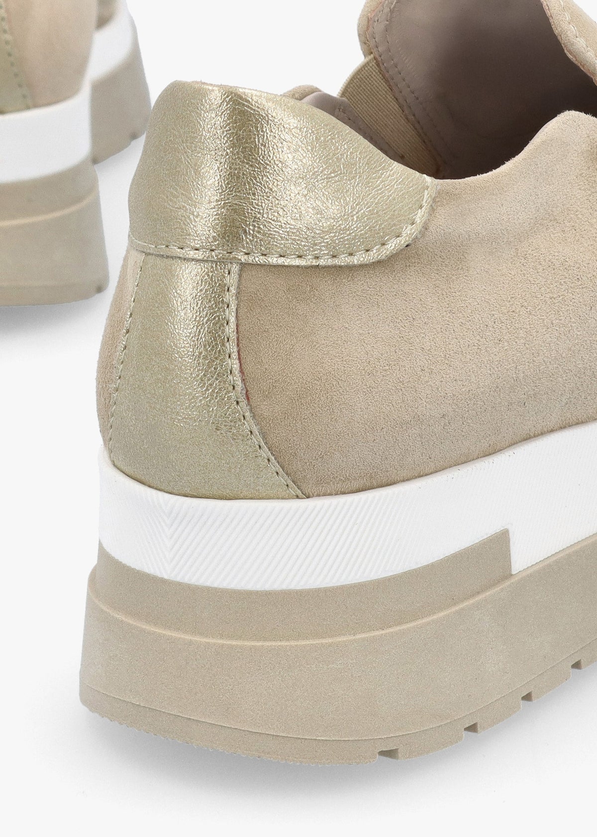 Commy Beige Suede Flatform Wedge Shoes