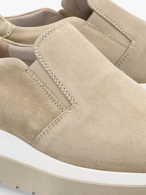 Commy Beige Suede Flatform Wedge Shoes