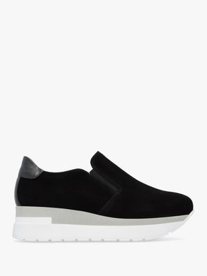 Commy Black Suede Flatform Wedge Shoes