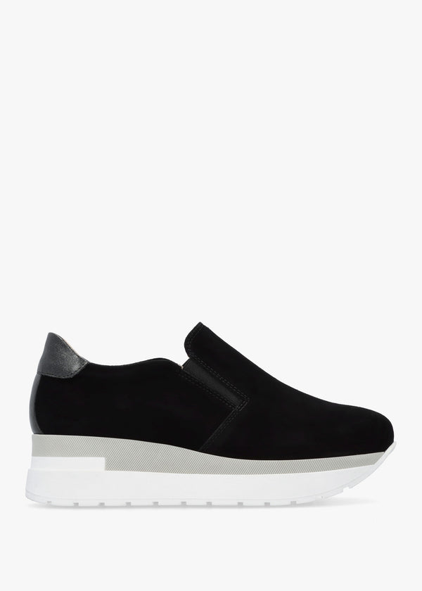 Commy Black Suede Flatform Wedge Shoes
