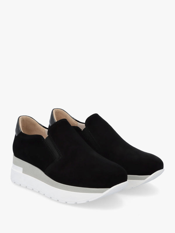Commy Black Suede Flatform Wedge Shoes