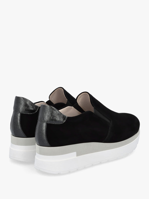 Commy Black Suede Flatform Wedge Shoes