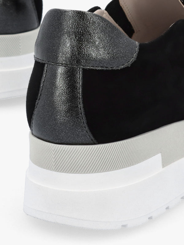 Commy Black Suede Flatform Wedge Shoes