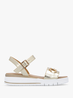 Rosnaf Gold Leather Snaffle Sandals
