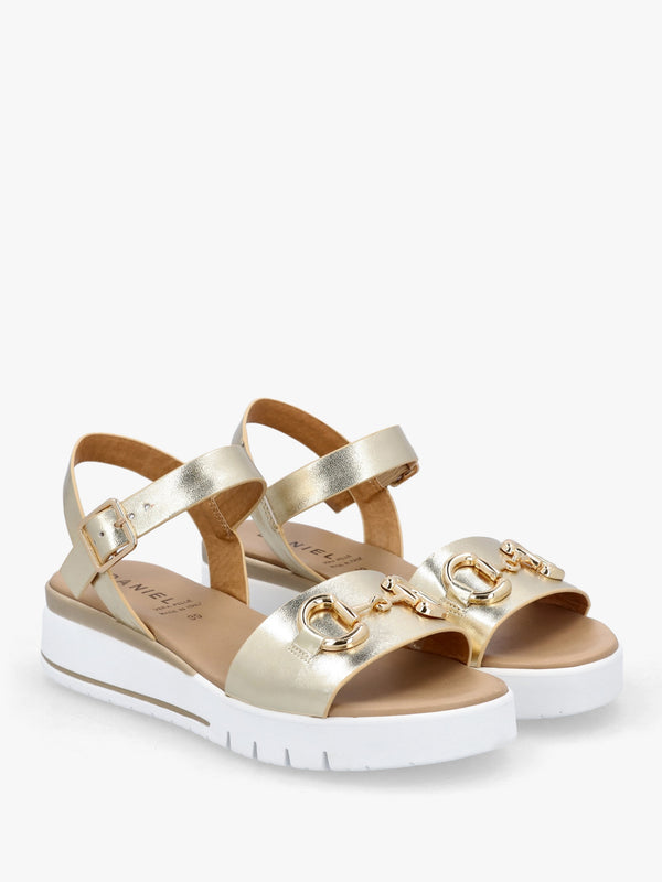 Rosnaf Gold Leather Snaffle Sandals