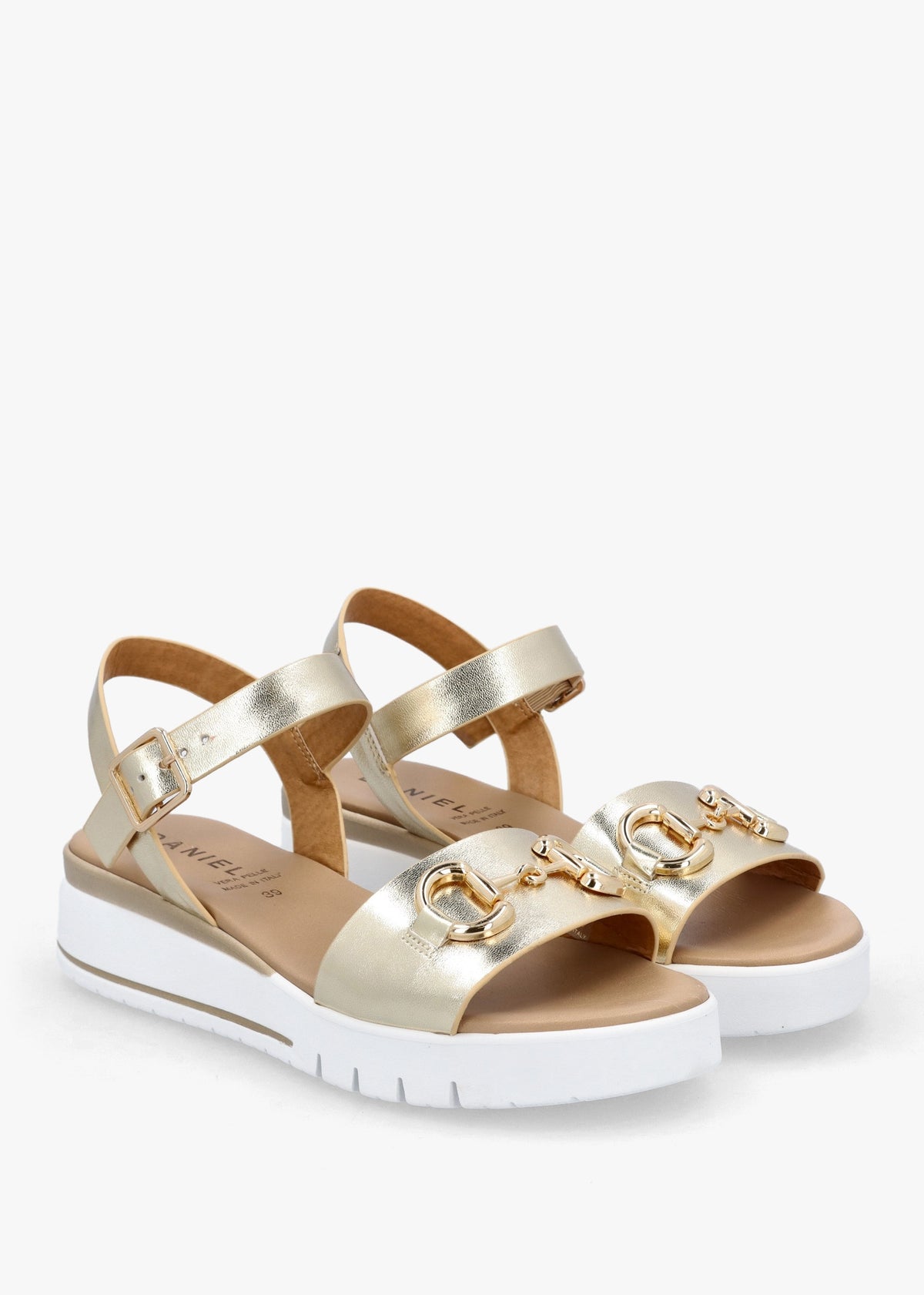 Rosnaf Gold Leather Snaffle Sandals