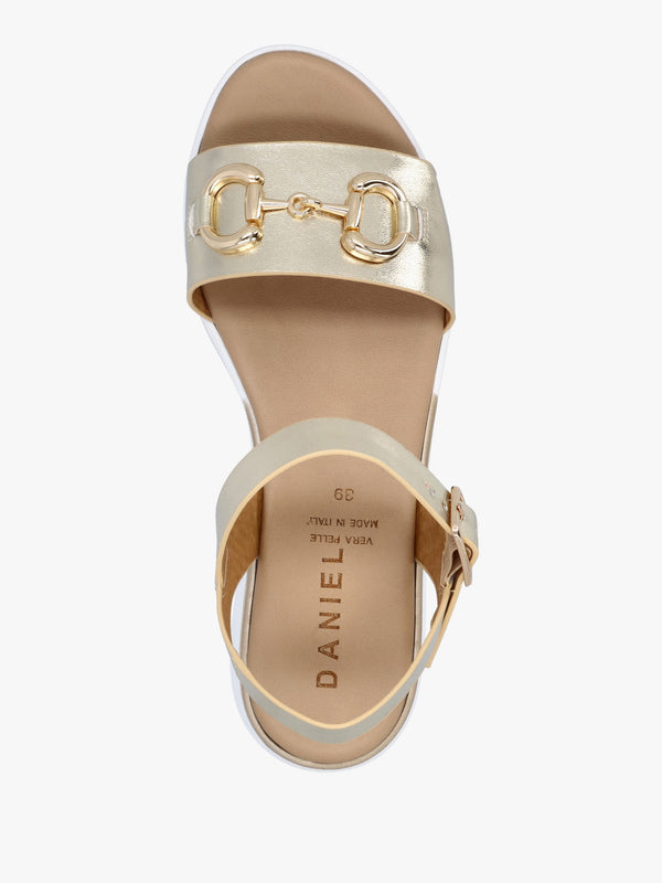 Rosnaf Gold Leather Snaffle Sandals